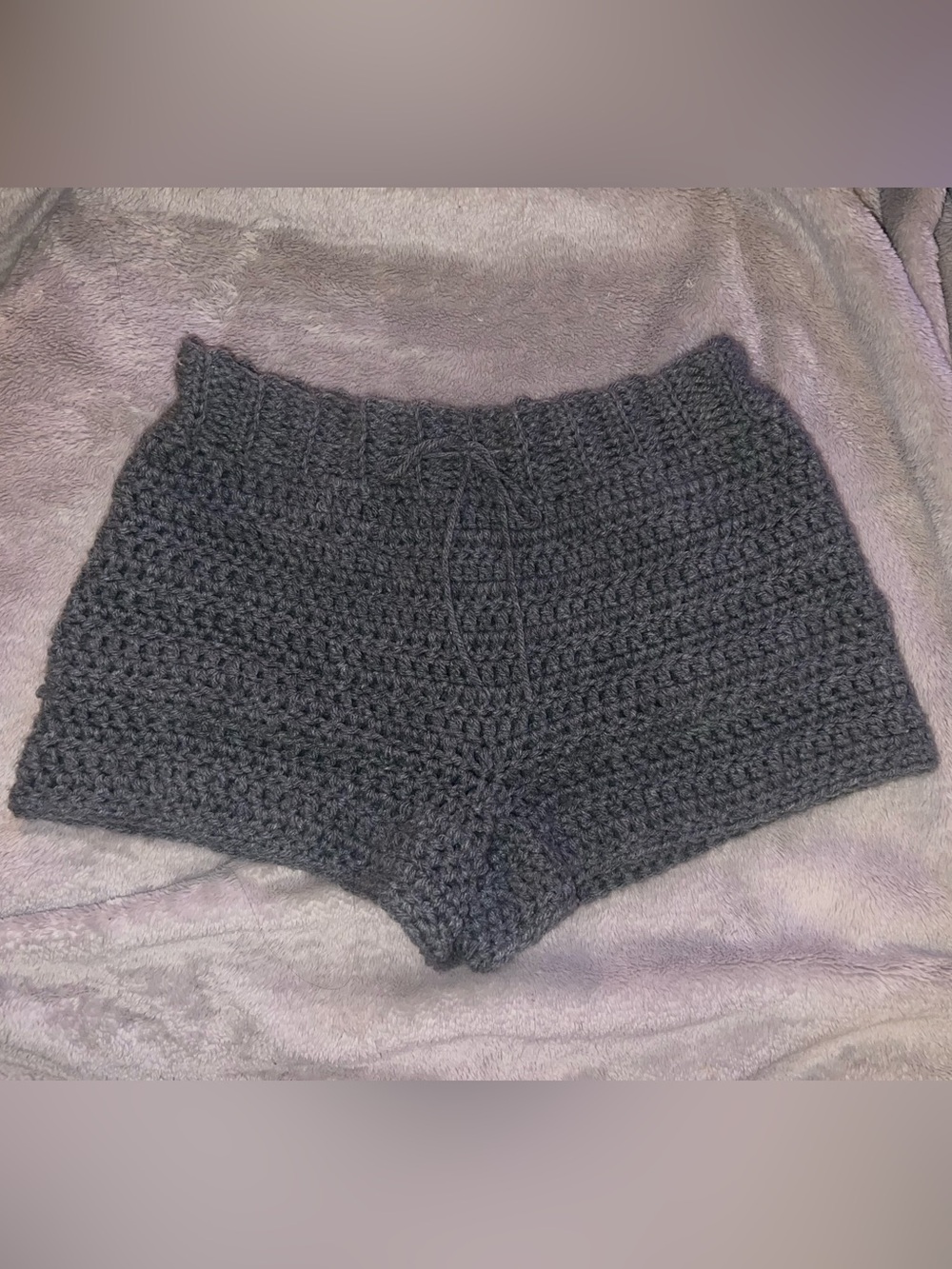 Hand-Crocheted Gray Women's Lounge Shorts